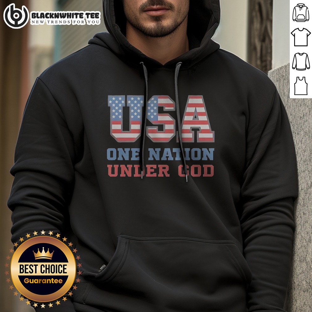 Premium USA One Nation Under God American Flag Patriotic Stars And Stripes Theme Shirt - Image 2