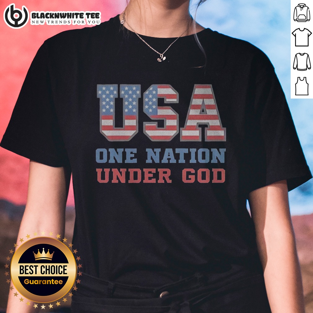 Premium USA One Nation Under God American Flag Patriotic Stars And Stripes Theme Shirt - Image 3