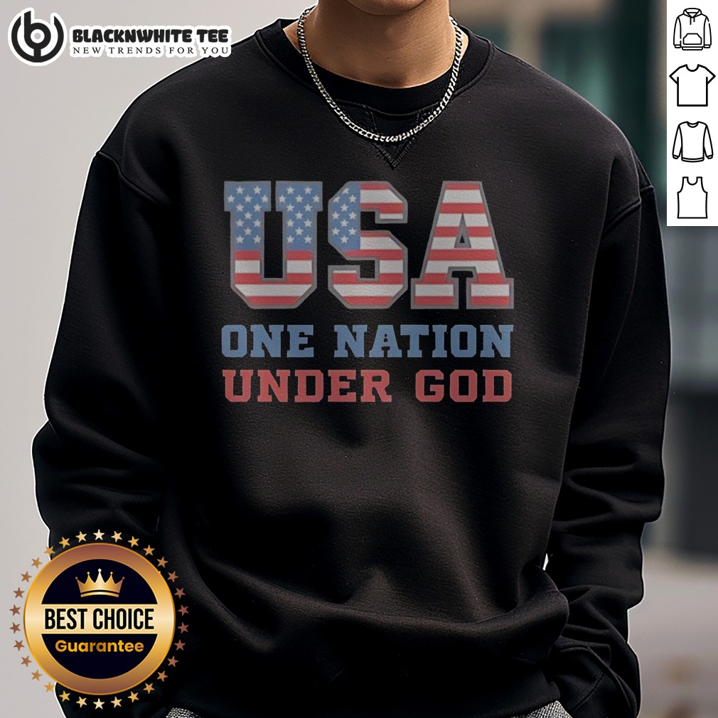 Premium USA One Nation Under God American Flag Patriotic Stars And Stripes Theme Shirt - Image 4
