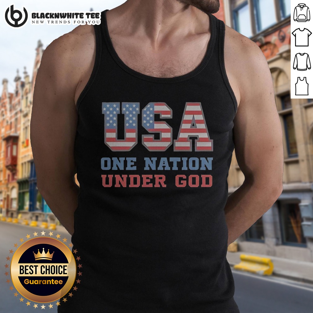 Premium USA One Nation Under God American Flag Patriotic Stars And Stripes Theme Shirt - Image 5