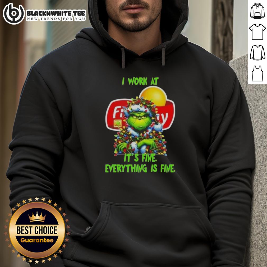 Top Grinch Christmas Tree X Frito Lay I Work At It's Fine Everything Is Fine T-Shirt - Image 2