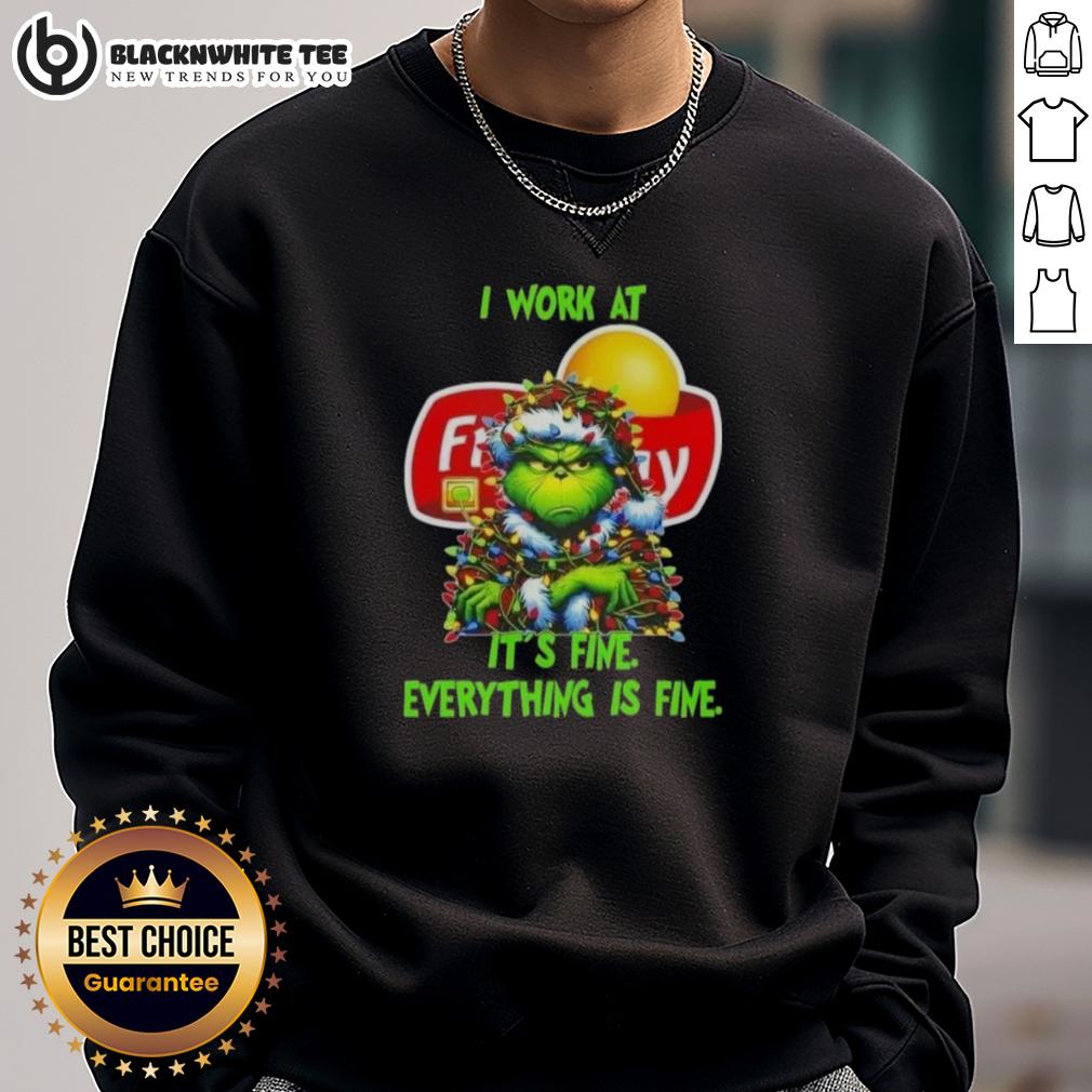 Top Grinch Christmas Tree X Frito Lay I Work At It's Fine Everything Is Fine T-Shirt - Image 5