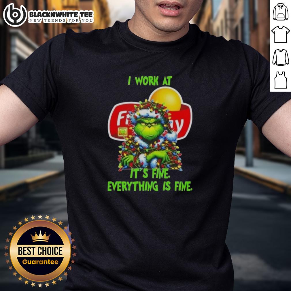 Top Grinch Christmas Tree X Frito Lay I Work At It's Fine Everything Is Fine T-Shirt