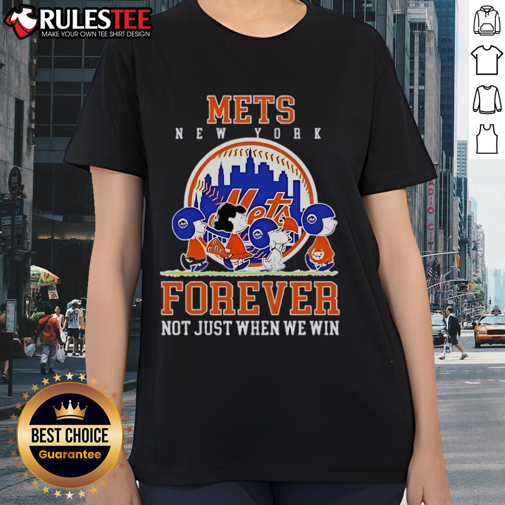 Happy Peanuts Charlie Brown Snoopy New York Mets Baseball Forever Not Just When We Win T-Shirt - Image 3