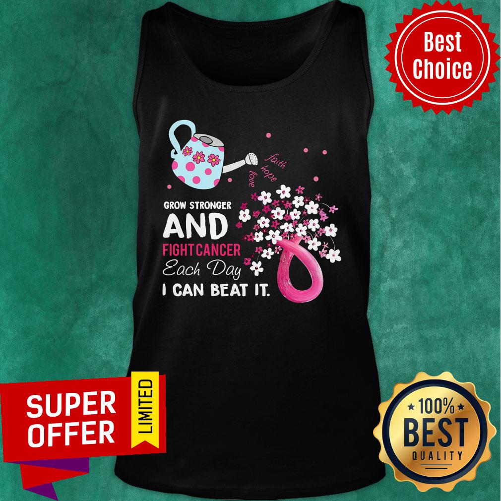 Pink Grow Stronger And Fight Cancer Each Day Beat Shirt - Image 4