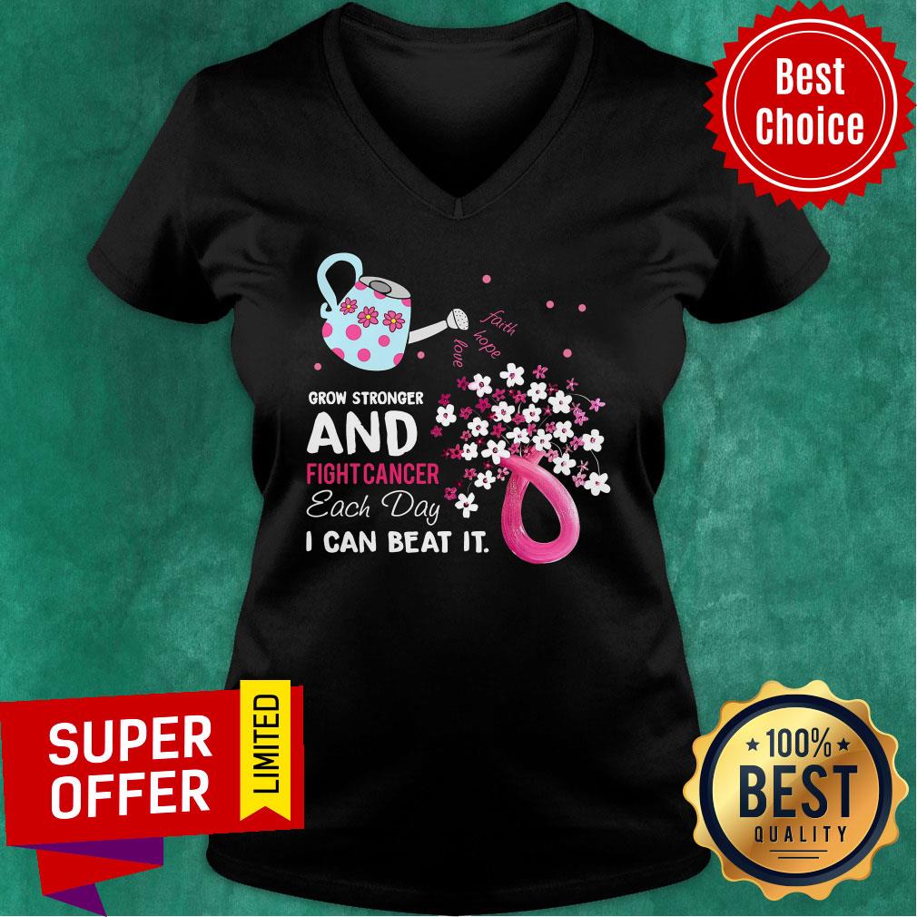Pink Grow Stronger And Fight Cancer Each Day Beat Shirt - Image 3