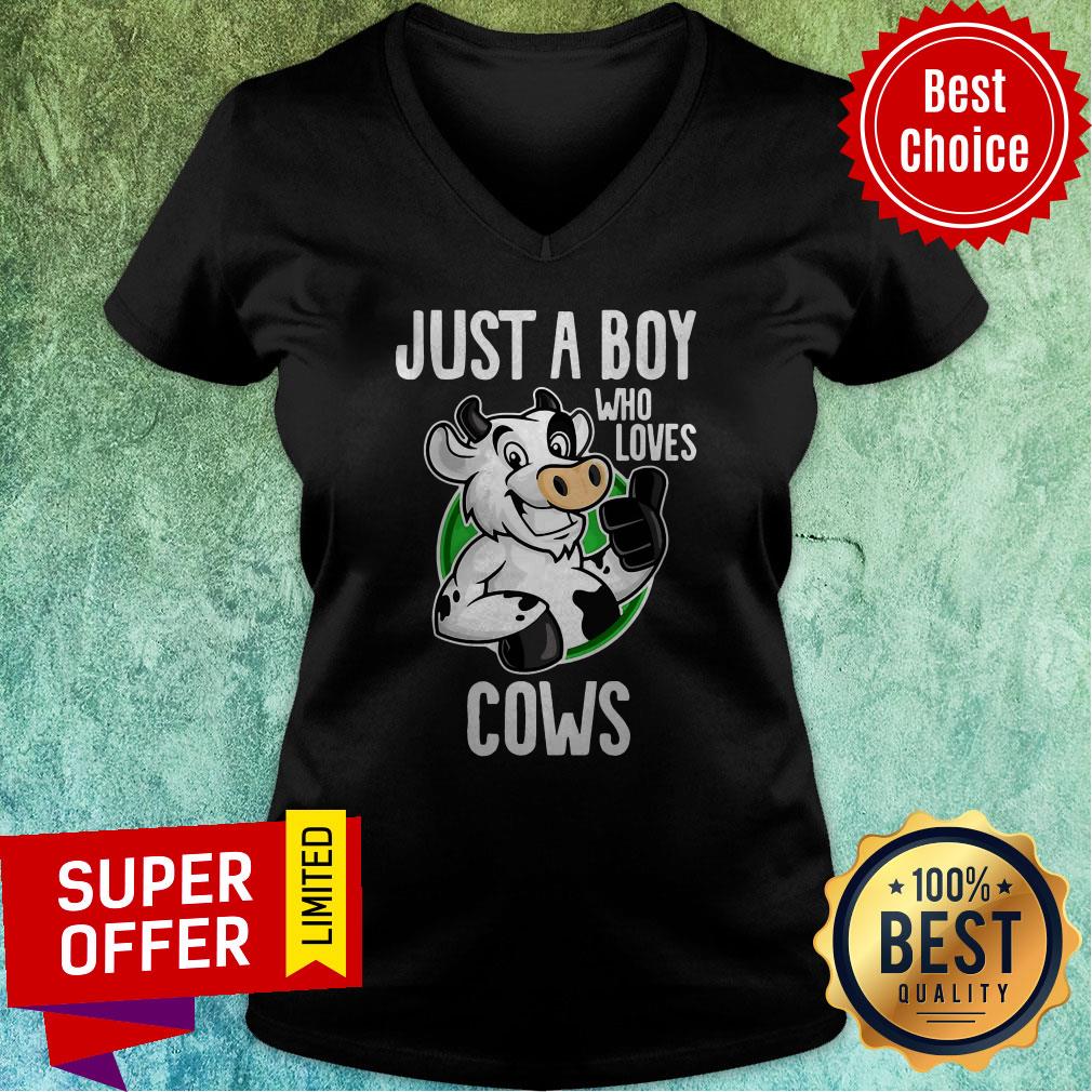 Premium Just A Boy Who Loves Cows Animal Farm Shirt - Image 3