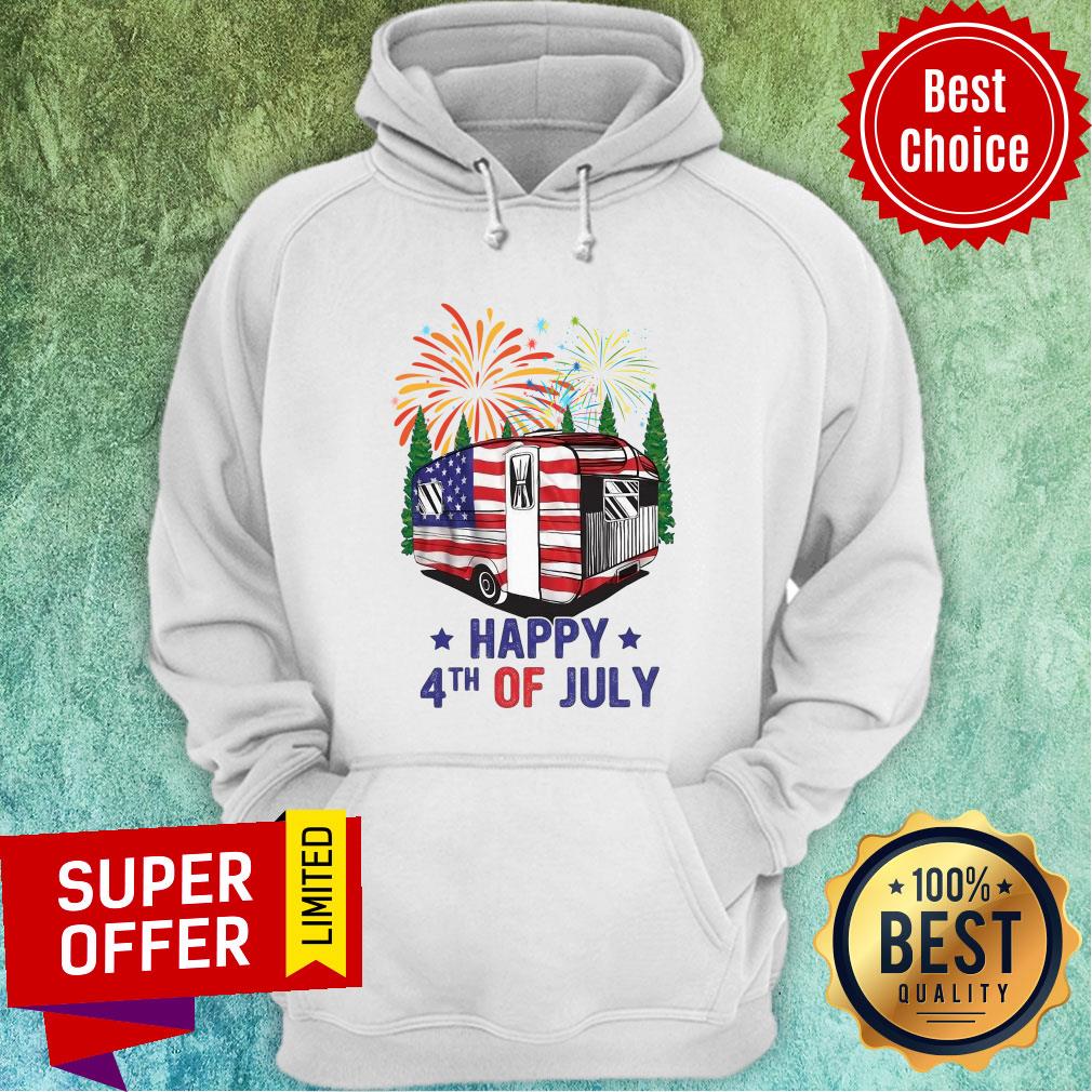 Car Camping Firework Happy 4th Of July American Flag Shirt - Image 5
