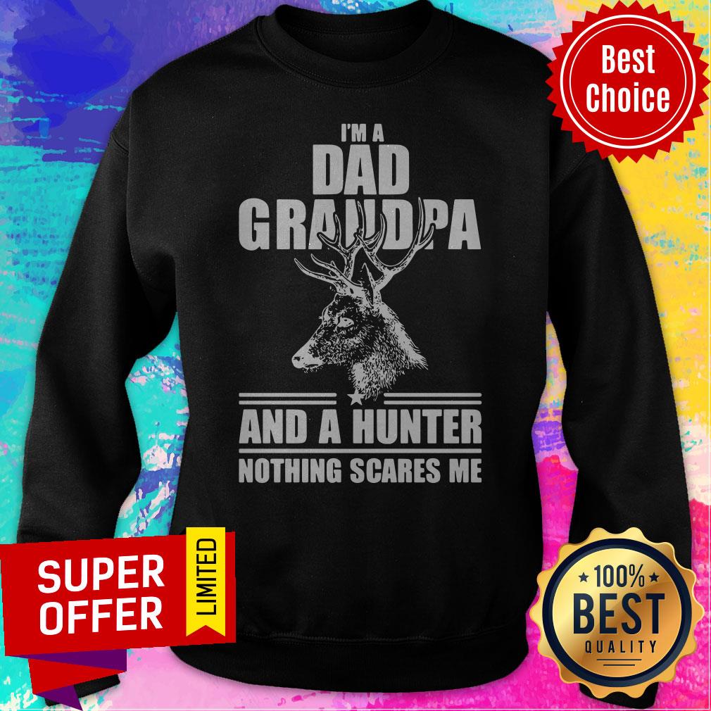 Official I'm A Dad Grandpa And A Hunter Nothing Scares Me Shirt - Image 2