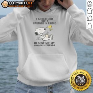 Alternative view of Awesome Snoopy Woodstock I Asked For Partner In Crime He Sent My Smartass Friend I Need A Vacation T-Shirt