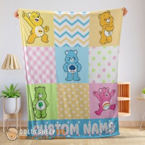 Hot Original Colorful Care Bears Patchwork Blanket Fleece Customized Blanket