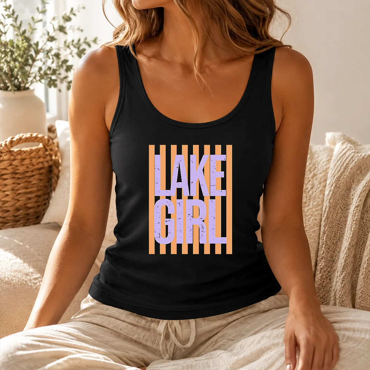 Pretty Retro Stripes Sunshine Lake Girl Shirt - Image 3