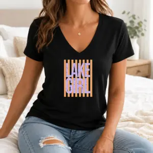 Alternative view of Pretty Retro Stripes Sunshine Lake Girl Shirt