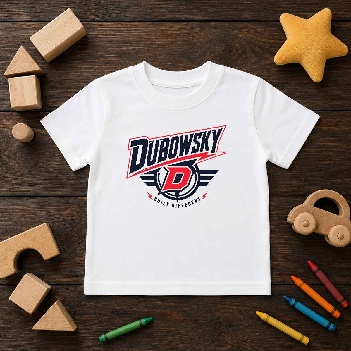 Pretty Dubowsky Built Different Lightning Bolt Sports Logo Shirt - Image 9