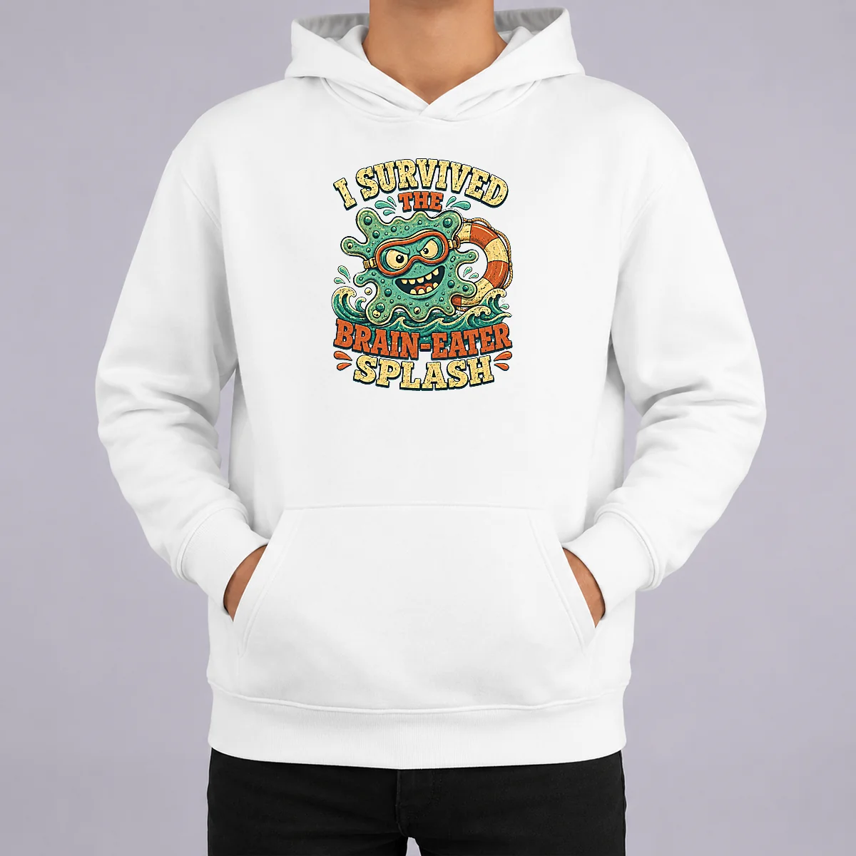 Pretty Vintage Brain Eater Splash Survivor Retro Shirt - Image 5