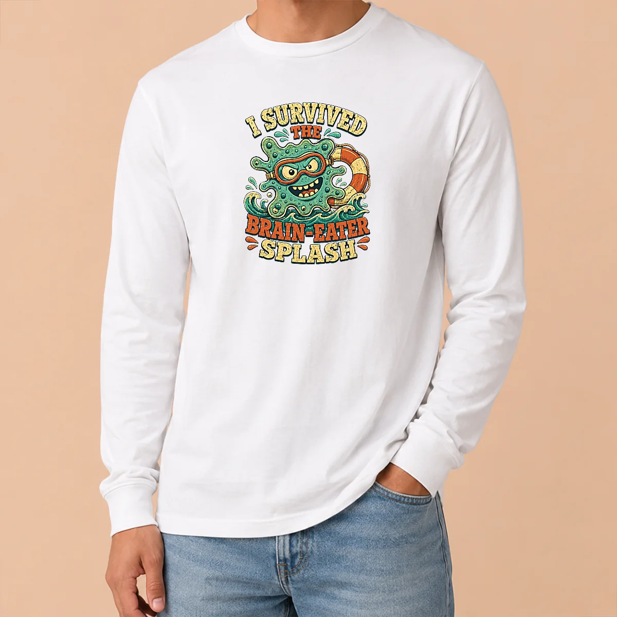 Pretty Vintage Brain Eater Splash Survivor Retro Shirt - Image 6