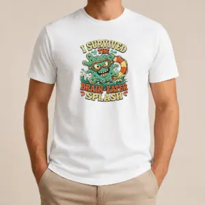 Pretty Vintage Brain Eater Splash Survivor Retro Shirt