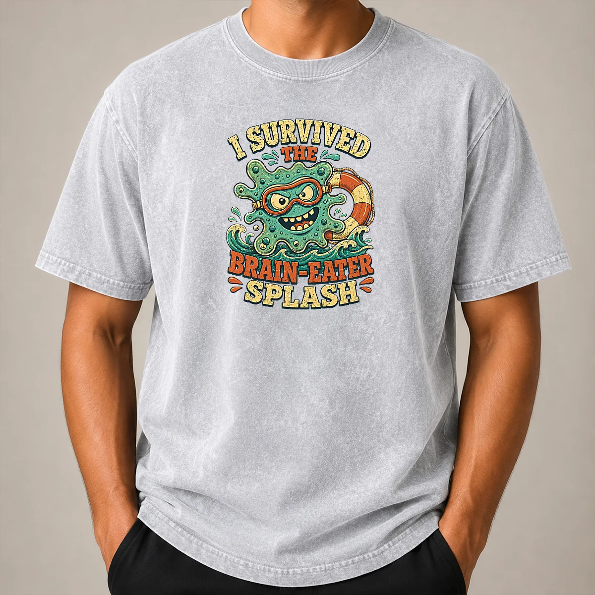 Pretty Vintage Brain Eater Splash Survivor Retro Shirt - Image 8