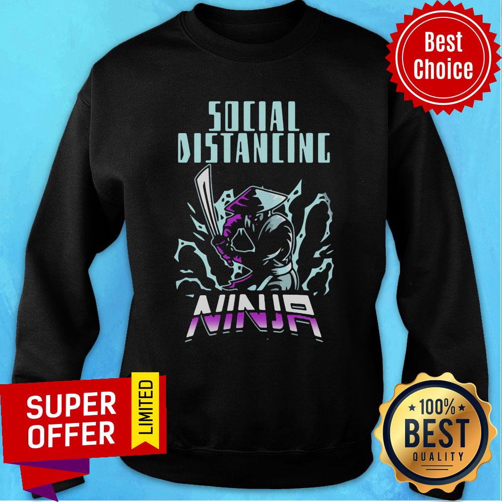 Funny Social Distancing Ninja Design Trend shirt - Image 5