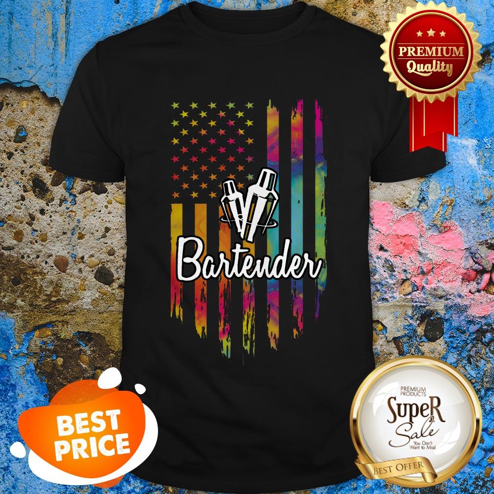 Nice Bartender American Flag Colorful Shirt