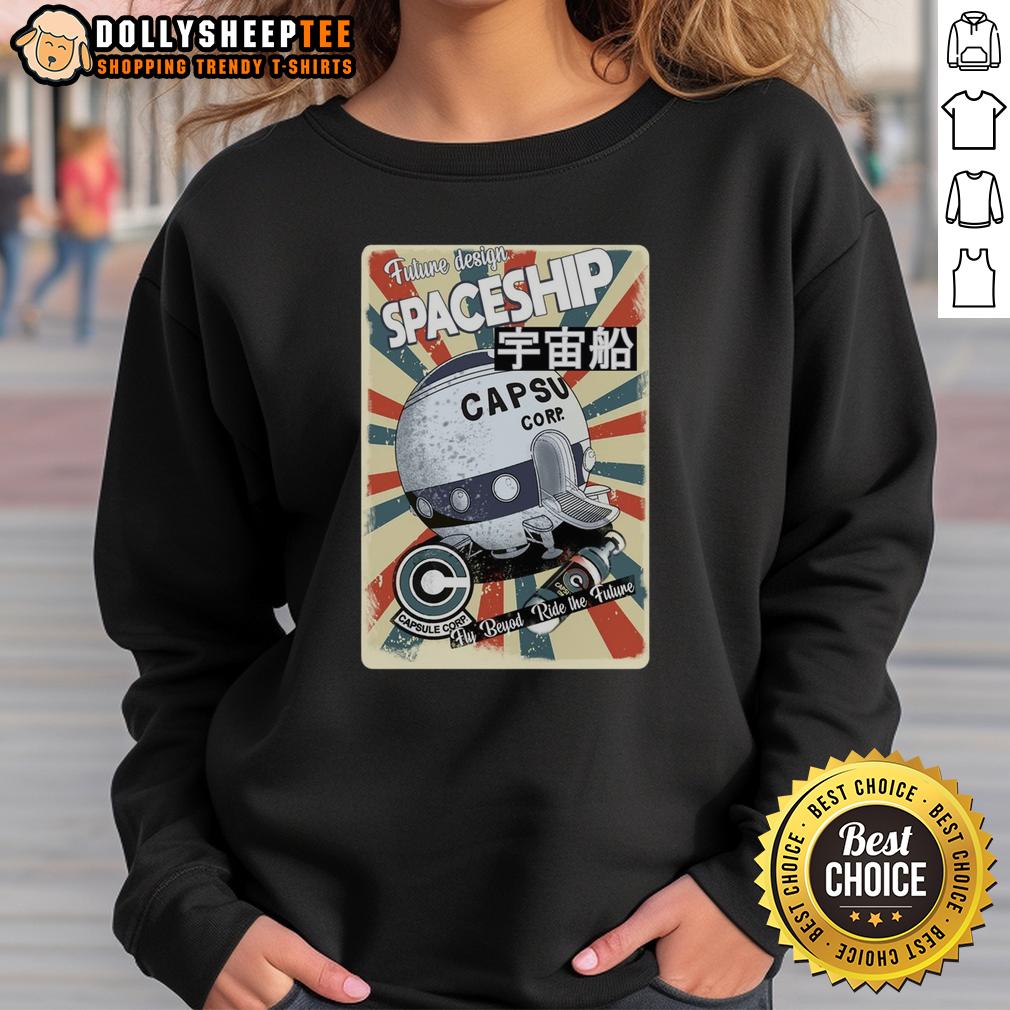 Good Future Design Retro Spaceship Fly Beyod Ride The Future T-Shirt - Image 5