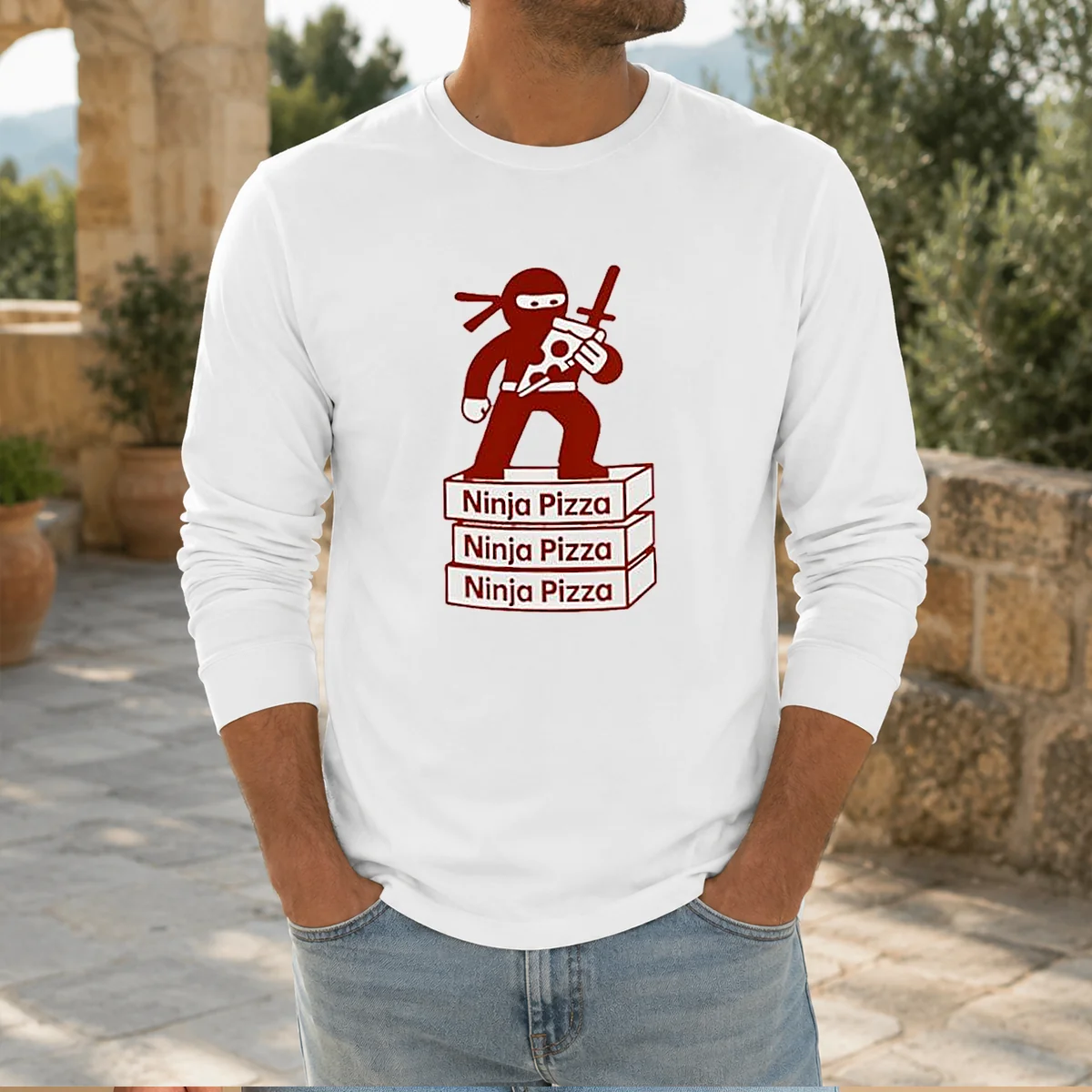Funny Ninja Pizza Ninja Pizza Ninja Pizza Ninja Pizza Standing On Boxes Shirt - Image 7