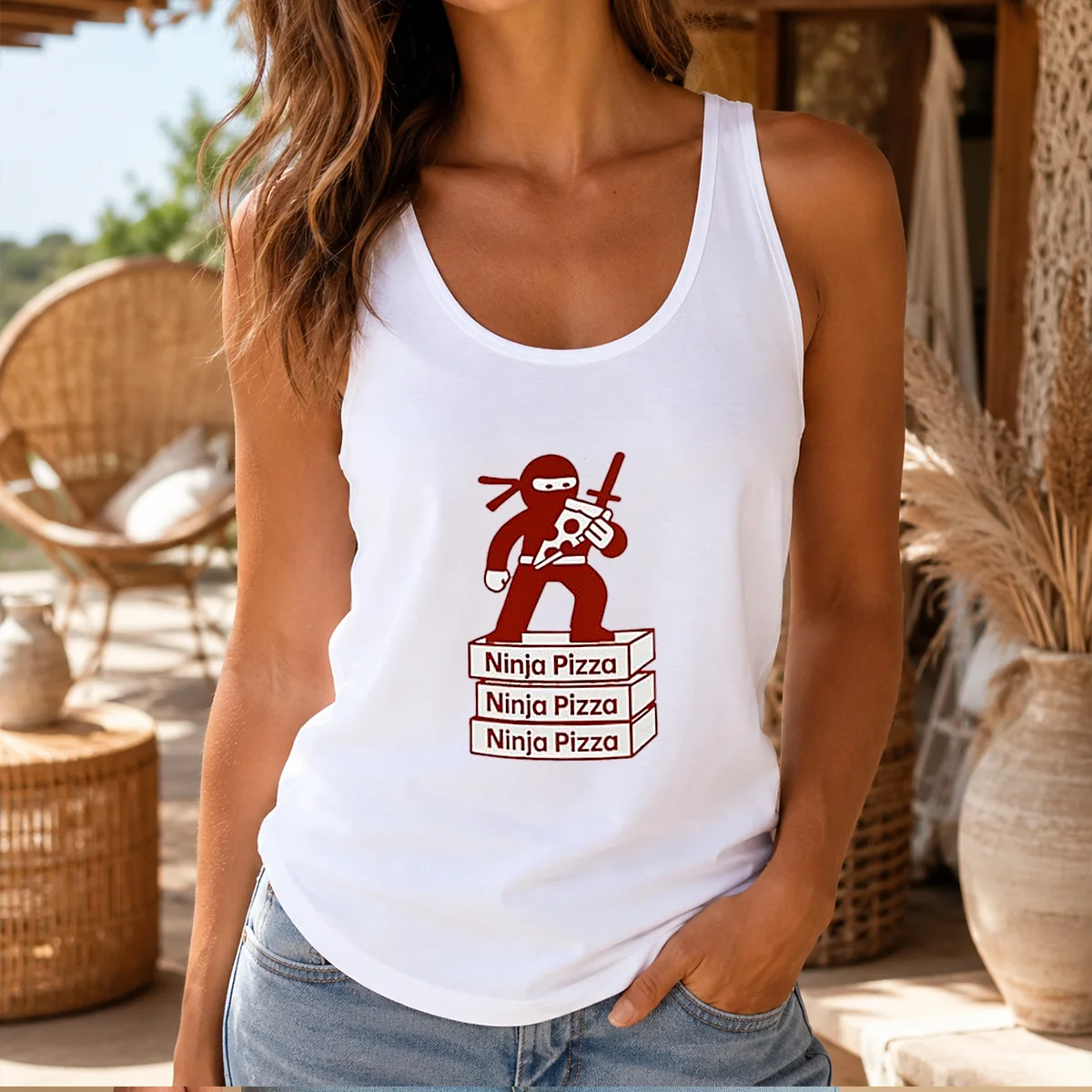 Funny Ninja Pizza Ninja Pizza Ninja Pizza Ninja Pizza Standing On Boxes Shirt - Image 3