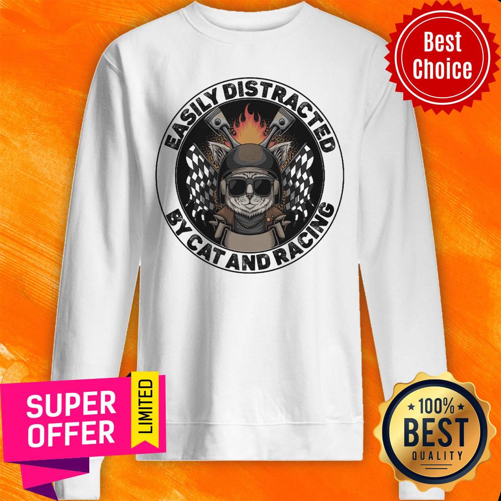 Easily Distracted By Cat And Racing Shirt - Image 4