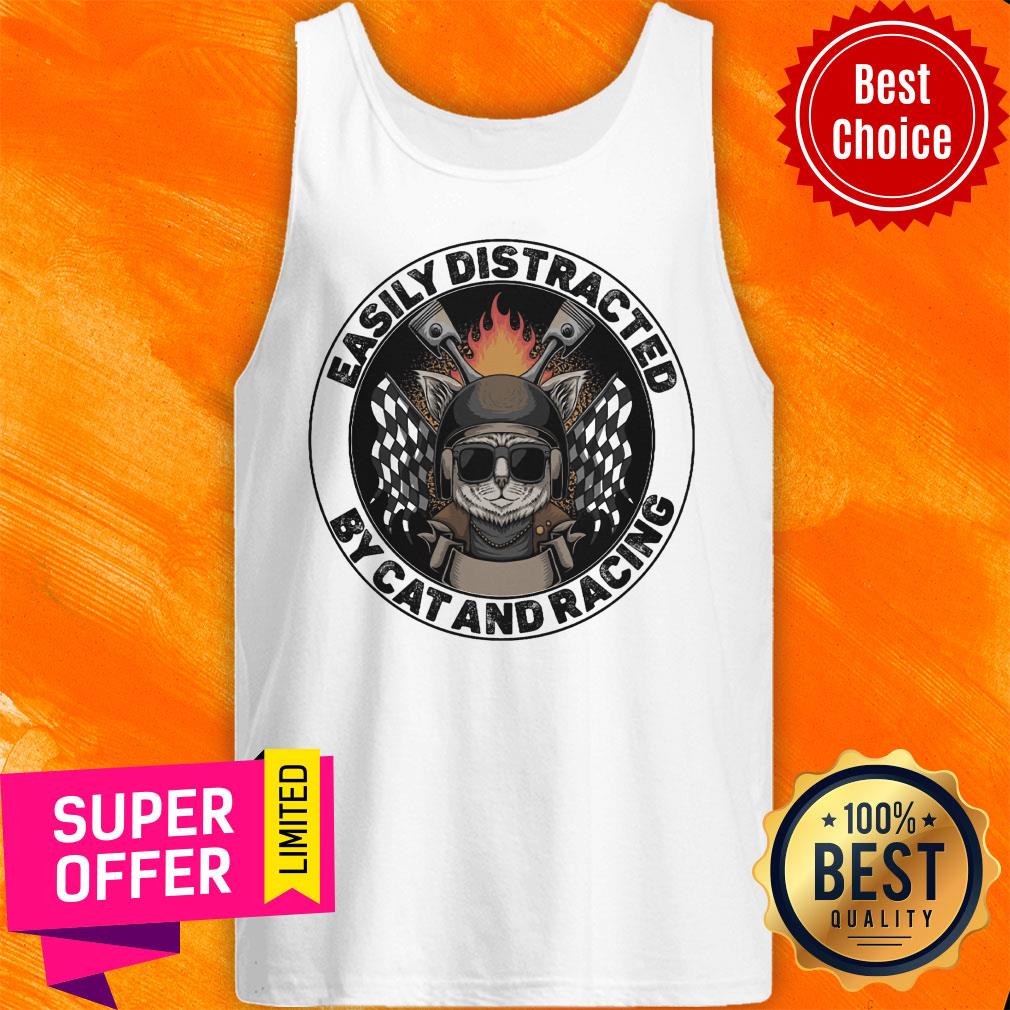 Easily Distracted By Cat And Racing Shirt - Image 3