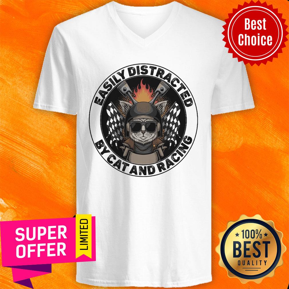 Easily Distracted By Cat And Racing Shirt - Image 2