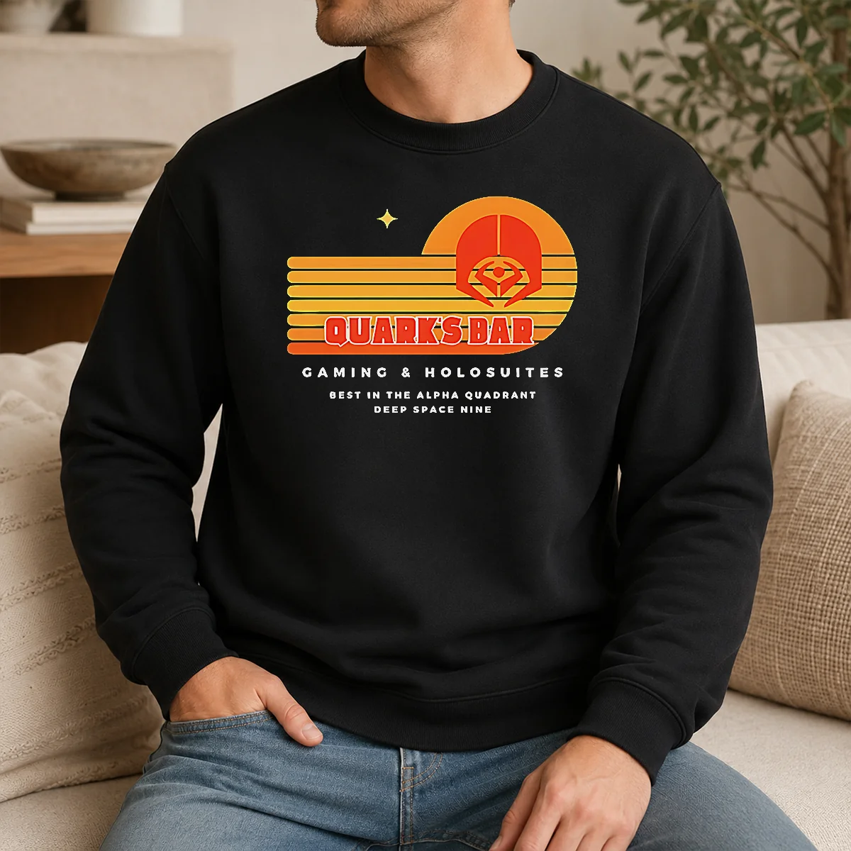 Good Quark's Bar Gaming & Holosuites Deep Space Nine Retro Shirt - Image 7