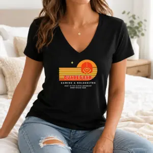 Alternative view of Good Quark's Bar Gaming & Holosuites Deep Space Nine Retro Shirt