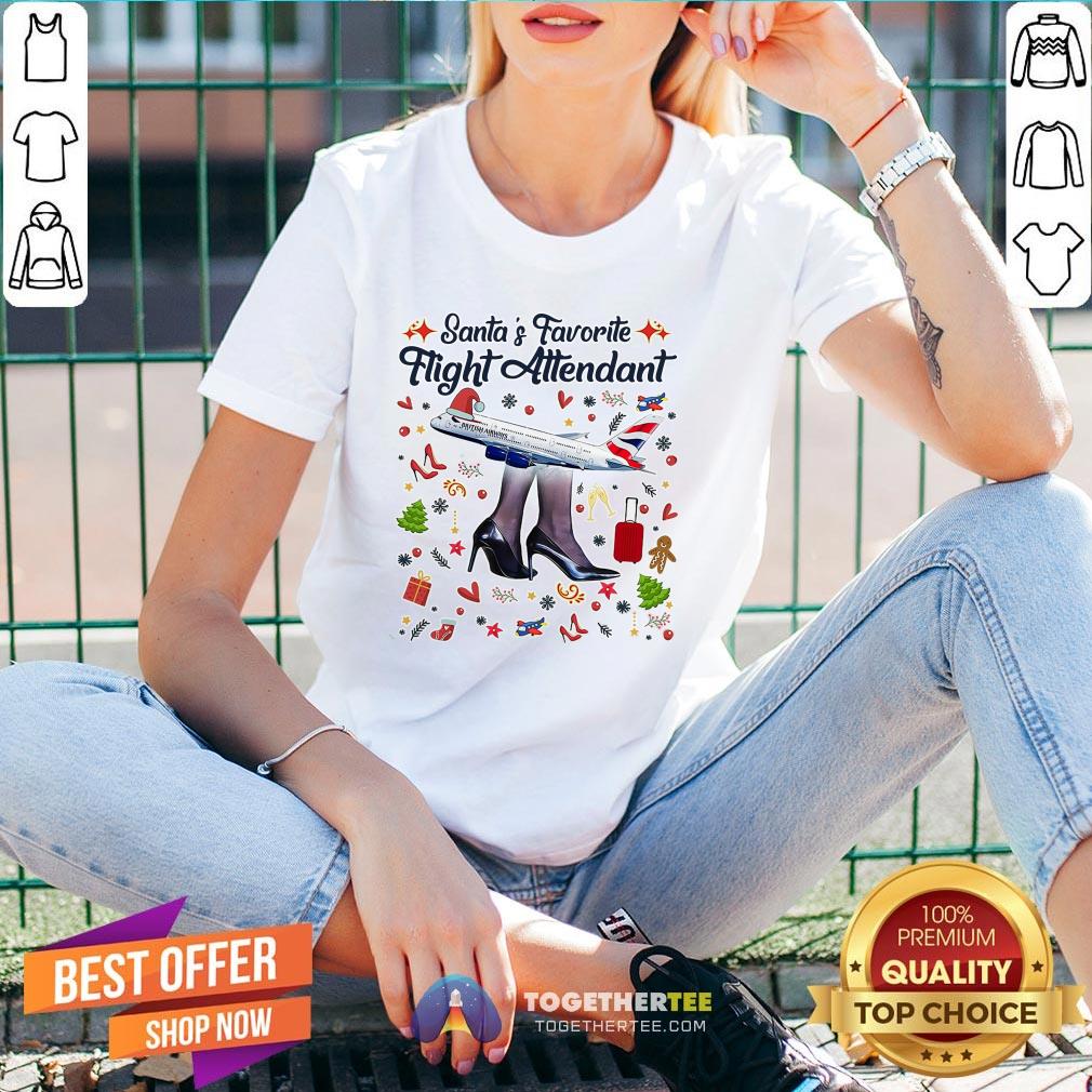 Pretty Santa’s Favorite Flight Attendant Shirt - Image 2