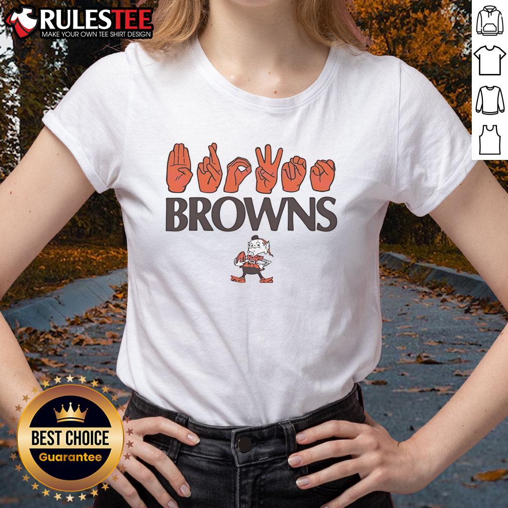 Awesome Cleveland Browns Football Homage Youth Love Sign Hand Signals T-Shirt - Image 3