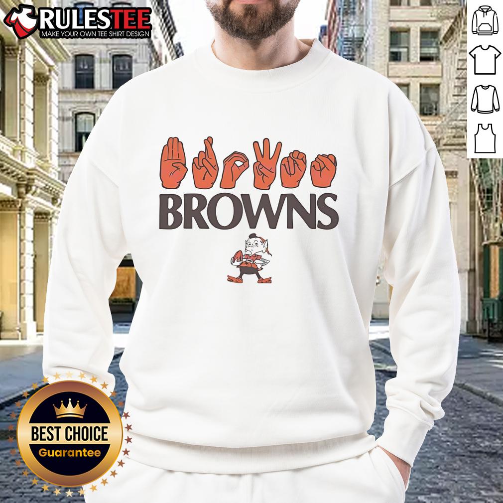 Awesome Cleveland Browns Football Homage Youth Love Sign Hand Signals T-Shirt - Image 5