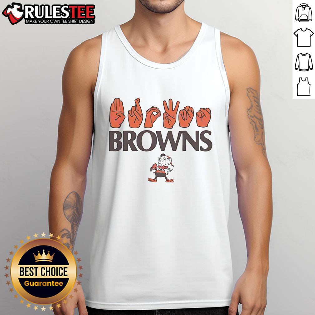 Awesome Cleveland Browns Football Homage Youth Love Sign Hand Signals T-Shirt - Image 4