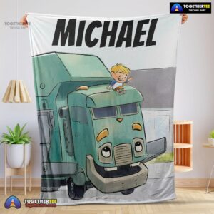 Official Cartoon Trash Truck Cute Blanket Fleece Customized Blanket