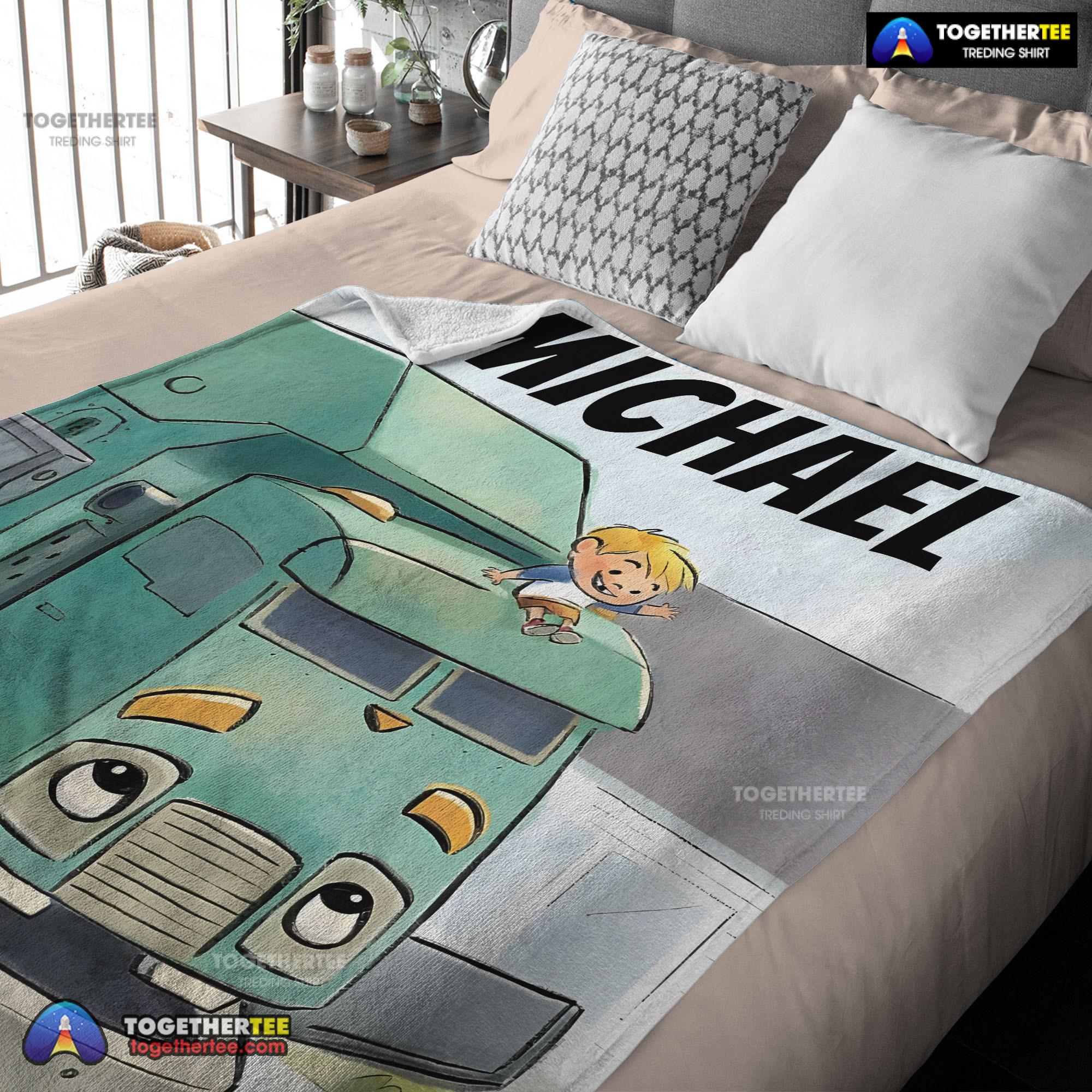 Official Cartoon Trash Truck Cute Blanket Fleece Customized Blanket - Image 2