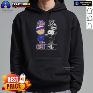 Alternative view of Official Charlie Brown Fist Bump Snoopy Chicago City Sports Cubs X White Sox T-Shirt