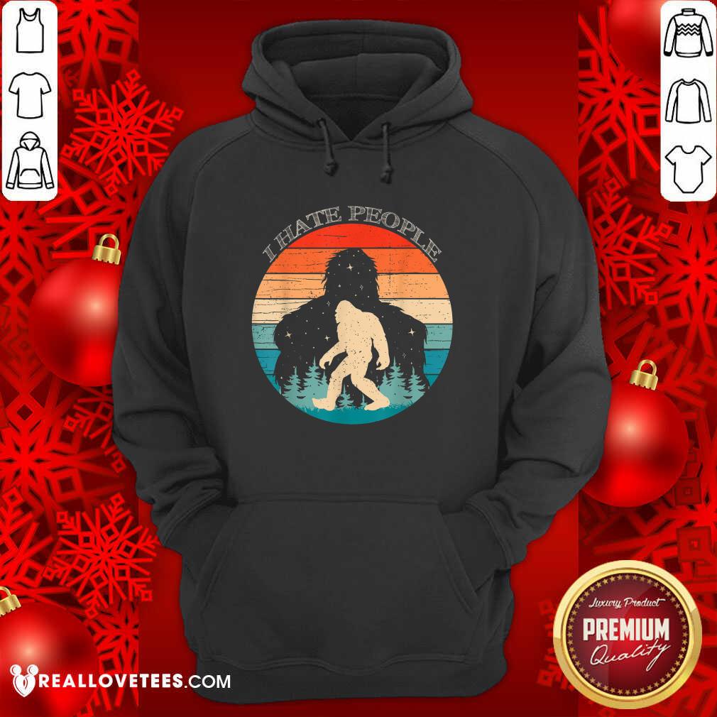 Awesome I Hate People Bigfoot Sasquatch Silhouette Sunset Shirt - Image 4