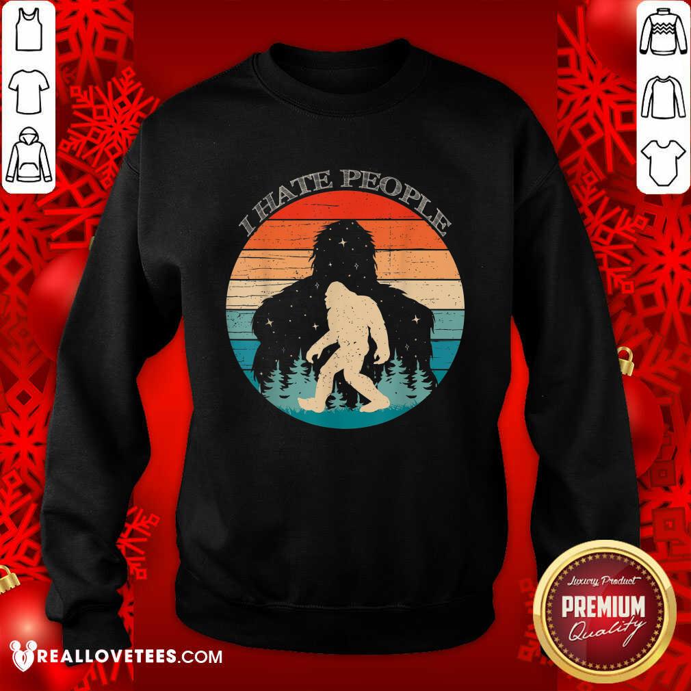 Awesome I Hate People Bigfoot Sasquatch Silhouette Sunset Shirt - Image 3