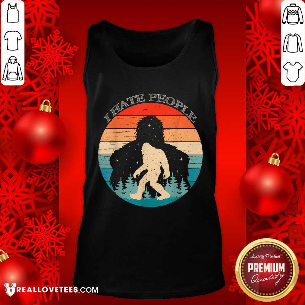 Awesome I Hate People Bigfoot Sasquatch Silhouette Sunset Shirt - Image 2