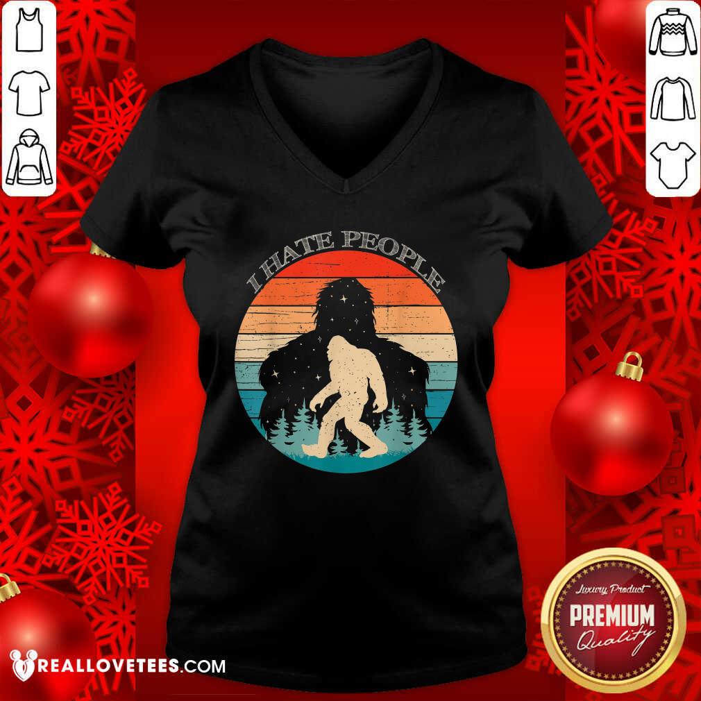 Awesome I Hate People Bigfoot Sasquatch Silhouette Sunset Shirt - Image 5