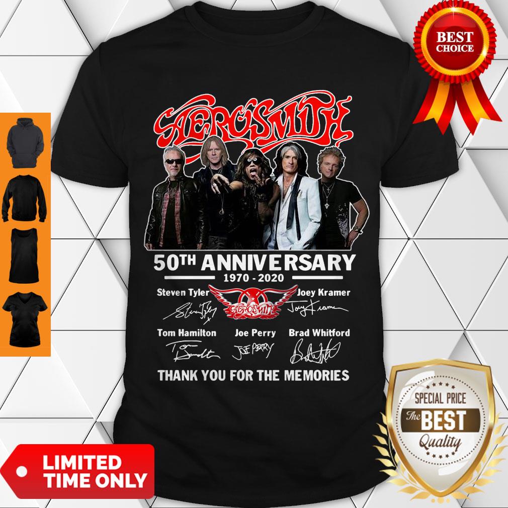 Nice Aerosmith 50th Anniversary Thank You For The Memories Signatures Shirt