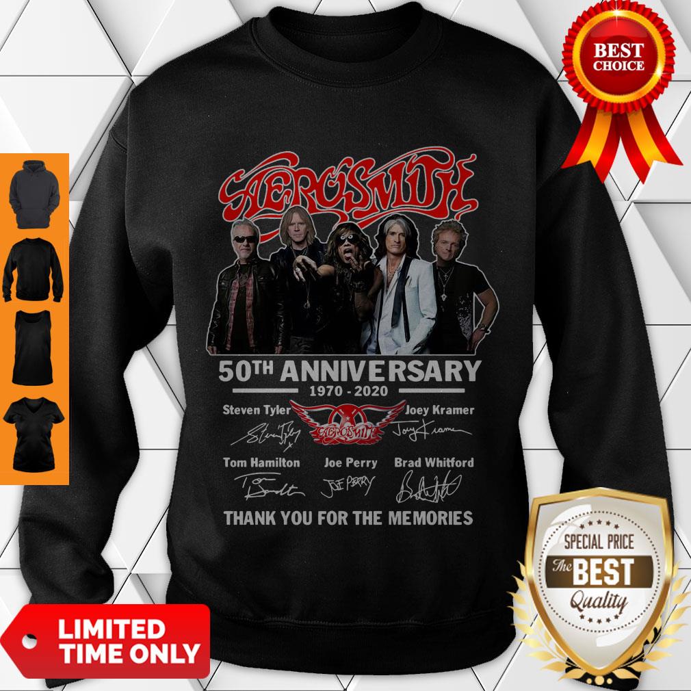 Nice Aerosmith 50th Anniversary Thank You For The Memories Signatures Shirt - Image 3