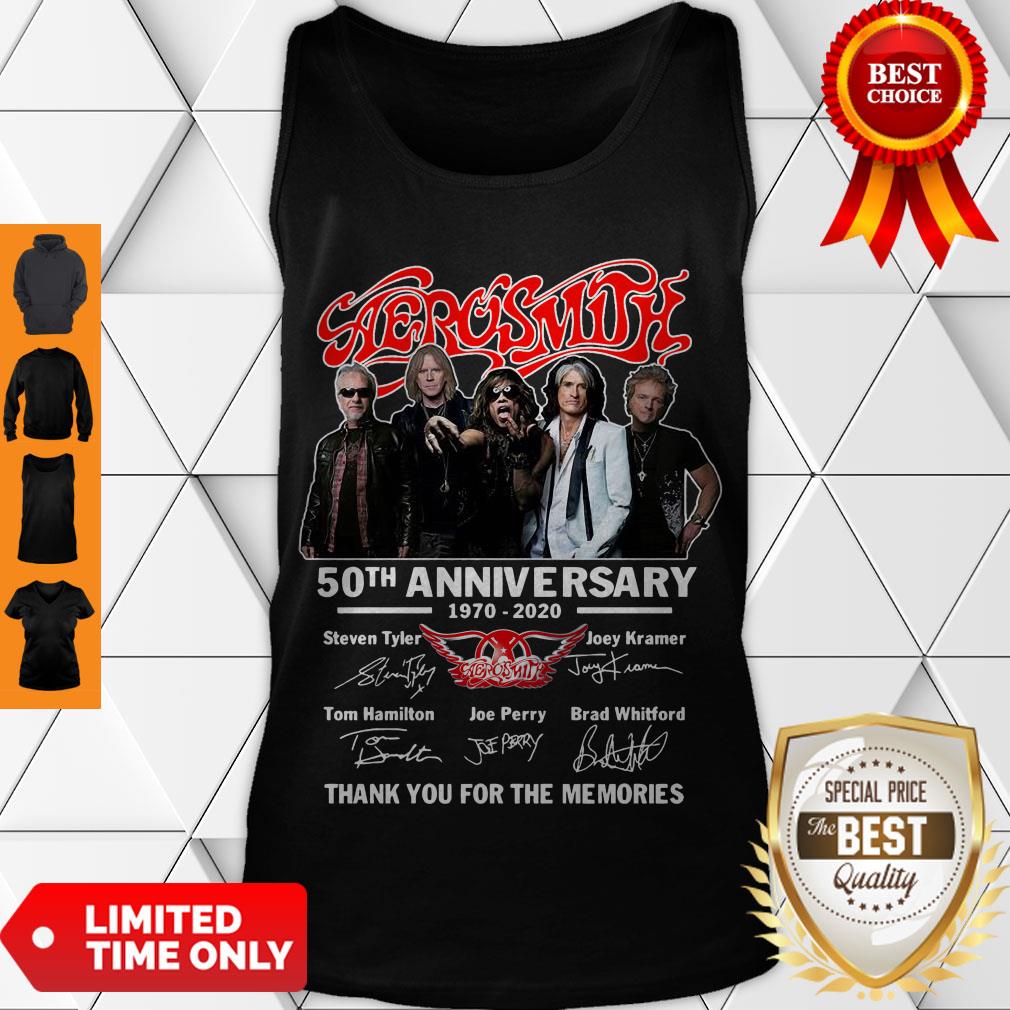 Nice Aerosmith 50th Anniversary Thank You For The Memories Signatures Shirt - Image 4