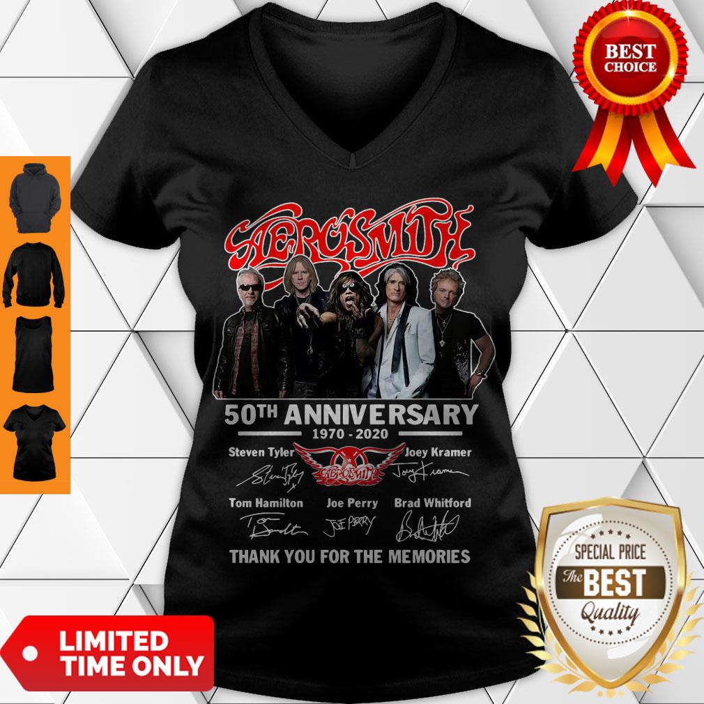 Nice Aerosmith 50th Anniversary Thank You For The Memories Signatures Shirt - Image 5