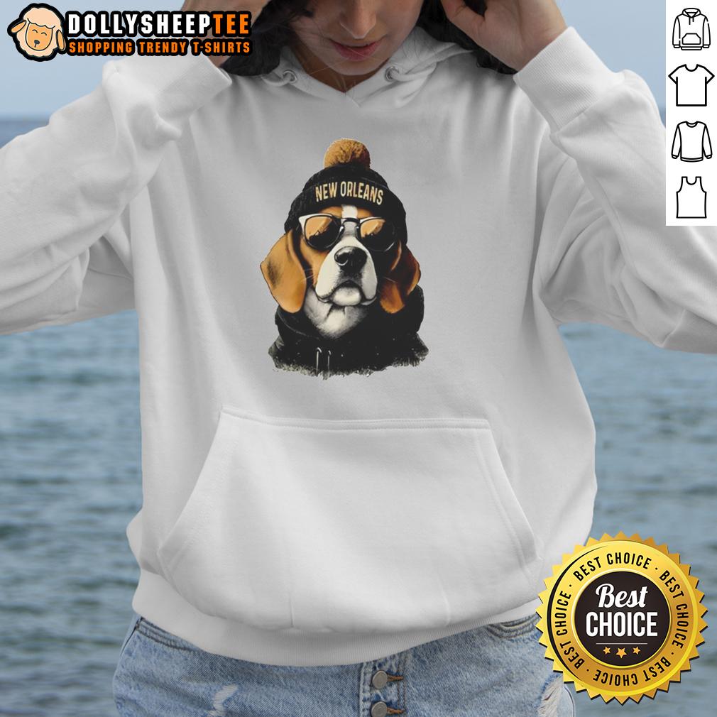 Original New Orlean Saints Mascot Wearing A Beanie And Sunglasses T-Shirt - Image 2