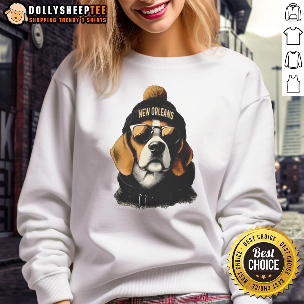Original New Orlean Saints Mascot Wearing A Beanie And Sunglasses T-Shirt - Image 5
