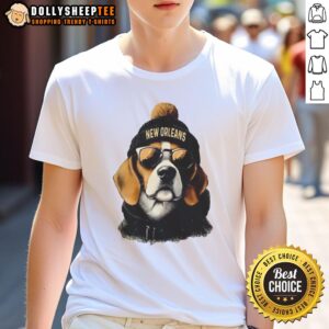 Original New Orlean Saints Mascot Wearing A Beanie And Sunglasses T-Shirt